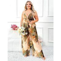 Özel Tasarım Büyük Beden Çiçek Desenli İnce Askılı 2'li Pijama Takımı