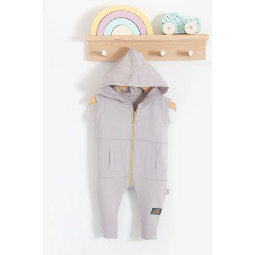 Cepli Kısa Kol Fermuarlı % 100 Pamuk Erkek Bebek Tulumu