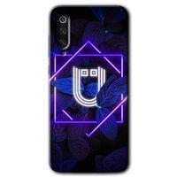 Potkal Hediye Fabrikası Xiaomi Mi 9 SE Kılıf HD Desen Baskılı Arka Kapak - Dark Neon Yaprak Ü Harfi