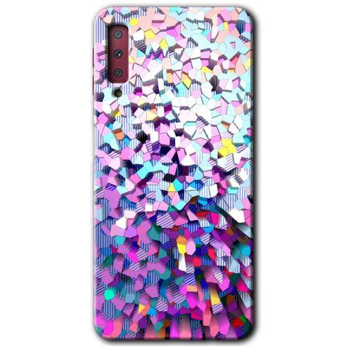 Galaxy A7 2018 Kılıf HD Desen Baskılı Arka Kapak - Mosaic Fragments Colorfull + Kırılmaz Cam