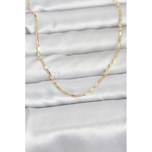 CM 14K Gold Renk Lazerli Zincir Model 60 cm Kadın Kolye