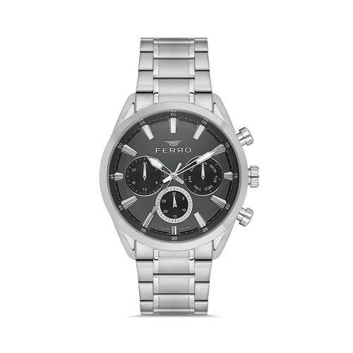 Ferro FM11758AWT-A2 Quartz Çelik Gri Siyah Kadran 43 mm Erkek Kol Saati