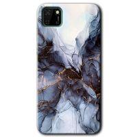 Huawei Y5P Kılıf HD Desen Baskılı Arka Kapak - Otantik Mermer + Kırılmaz Cam