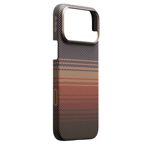 Apple iPhone 17 Pro Kılıf M-safe Şarj Özellikli Aramid Fiber Pitaka Tactile Woven Sunset-Moonrise Serisi Sunset Kapak