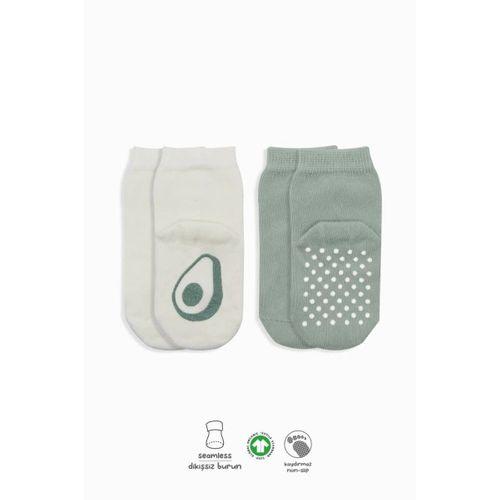 Bistyle Meyve Figürlü Kaymaz Soket Çorap 2'Li BS10105 Nil Ekru