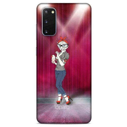 Samsung Galaxy S20 Kılıf FunnyMaX (50) Shockproof Kılıf Koyu Pembe Kedi