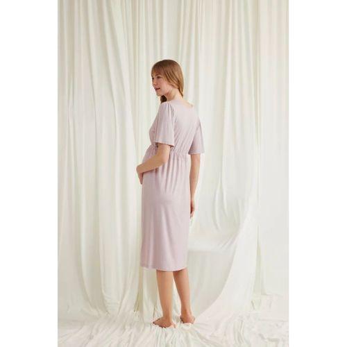 Dantelli Önü Düğmeli Hamile Lohusa Viskon Gecelik