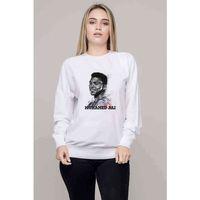 Muhammed Ali Brush Baskılı Beyaz Kadın Sweatshirt