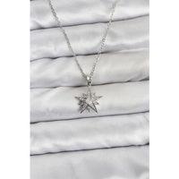 316L Çelik Zincir Gümüş Renk Yıldız Model Zirkon Taşlı Kadın Kolye