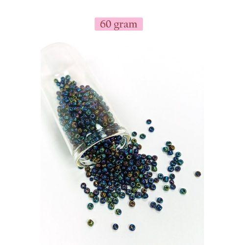 Dökme Cam Kum Boncuk (8/0) 3 mm - 60 Gram - Lacivert Yeşil - BNC210