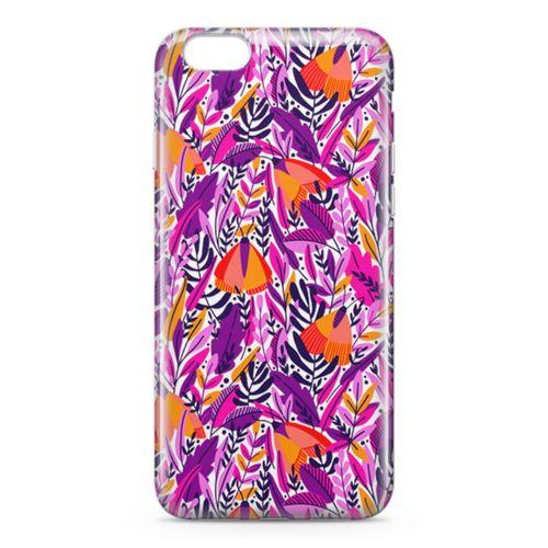 Apple iPhone 6 6s Kılıf Pembe Turuncu Yaz Otları Arka Kapak Koruma Desenli Full Koruyucu