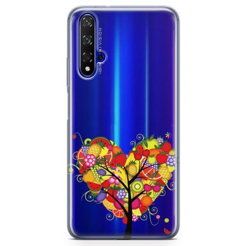 Honor View 20 Kılıf Kalp Meyve Ağacı Arka Kapak Koruma Desenli Full Koruyucu