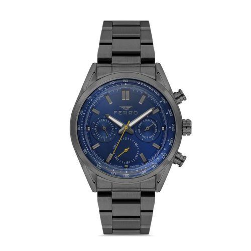 Ferro FM11588AWT-G3 Quartz Çelik Siyah Lacivert Kadran 42 mm Erkek Kol Saati