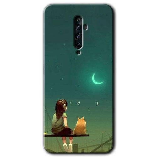Oppo Reno 2z Kılıf HD Desen Baskılı Arka Kapak - Kedili Kız