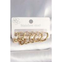 316L Çelik Gold Renk Yıldız Halka Model Kadın Küpe Seti