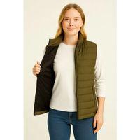 Şişme Fermuarlı Yelek Su Itici Kapitone Astarlı Kumaş Cepli Hafif Kışlık Spor Rahat Kalıp - Haki