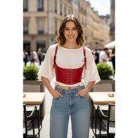 Kırmızı Kadın Kemer Bağcıklı Korse Stil Geniş Bel - Brf1428