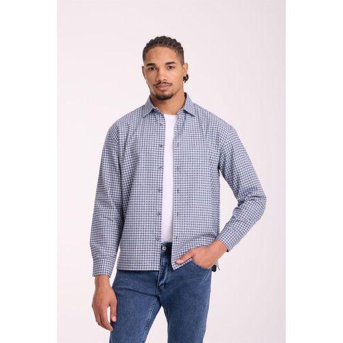 Jonas Ekose Küçük Kareli Relaxed Fit %100 Pamuklu Flanel Kumaş Erkek Gömlek - Taş