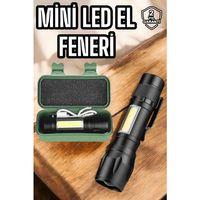 Şarjlı Metal Zoomlu El Feneri Işıldak Led Işık Taşınabilir El Lambası