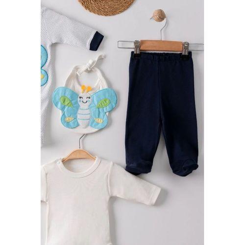 Kelebek Nakışlı Tulumlu % 100 Pamuk Erkek Bebek 5'li Set