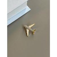 Sedefli Uçak Broş - Altın