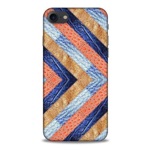 Apple Iphone 7 Kılıf Patchwork (3) Kapak Lacivert Turuncu
