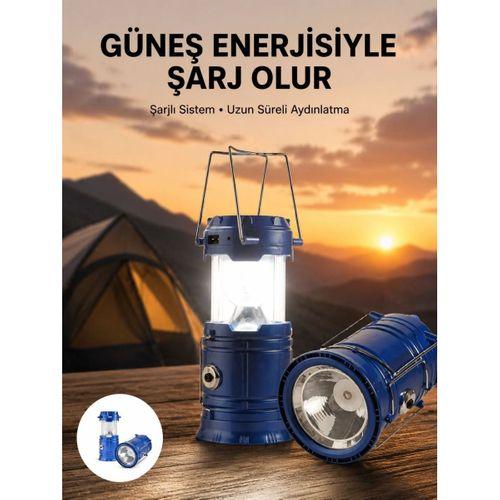 Kamp Feneri Şarj Edilebilir Güneş Enerjili Işıldak Usb Şarjlı