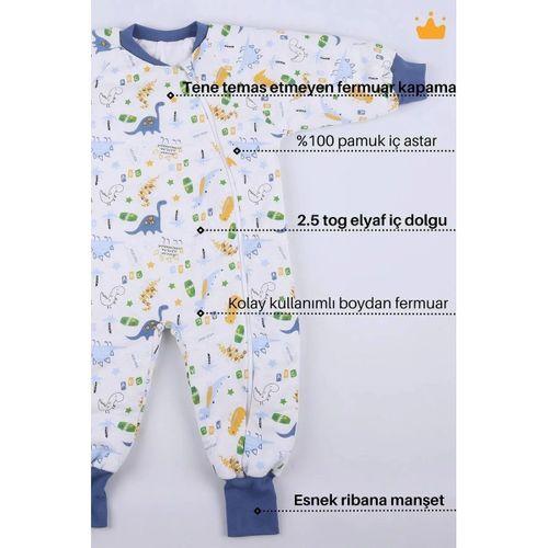 Mavi Dinozor Desenli Çocuk Uyku Tulumu
