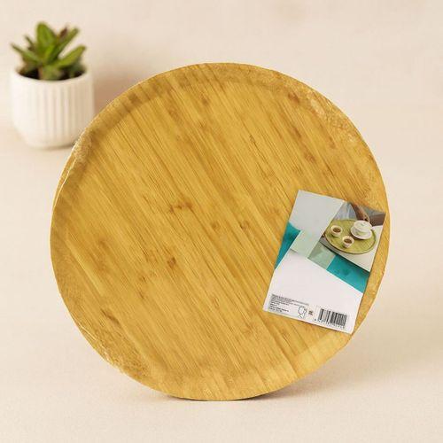 38 cm Yuvarlak Bambu Servis Tepsisi Sunum Tahtası
