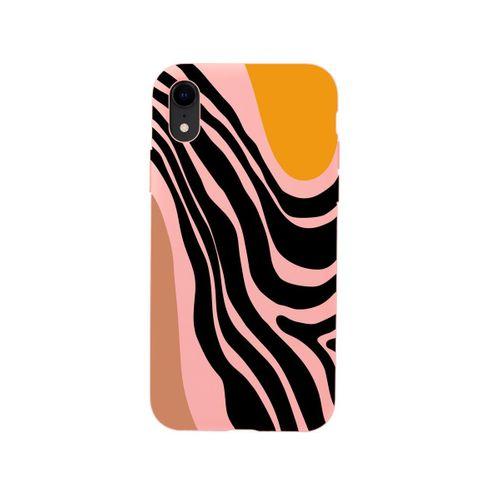 iPhone XR Modern Art Premium Silikonlu Pembe Telefon Kılıfı