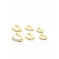 6'lı Taşlı Oval Küpe - Altın