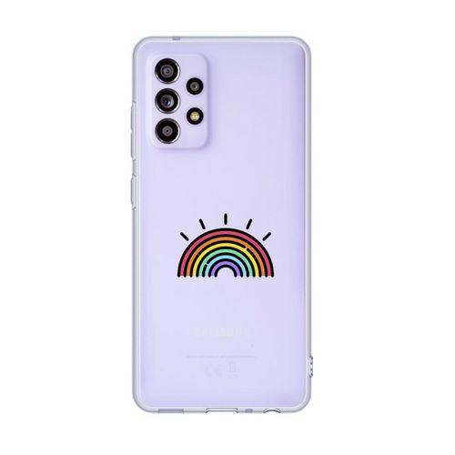 Galaxy A52 Uyumlu Gökkuşağı Desenli Premium Şeffaf Silikonlu Telefon Kılıfı