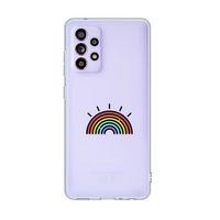 Galaxy A52 Uyumlu Gökkuşağı Desenli Premium Şeffaf Silikonlu Telefon Kılıfı