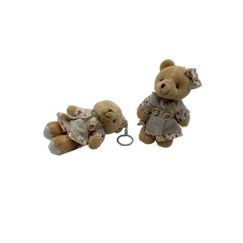 Kıyafetli Çiçekli Kız Peluş Ayıcık 9 cm