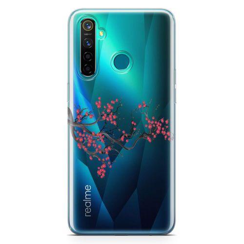 Oppo Realme 5 Pro Kılıf Kiraz Çiçeği Arka Kapak Koruma Desenli Full Koruyucu