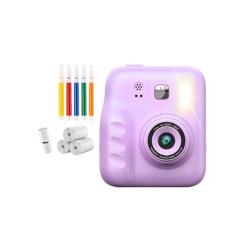 Çocuklar İçin Anında Baskılı Kamera Hd Ekran 4 Rulo Kağıt 5 Kalem Set Hediyeli