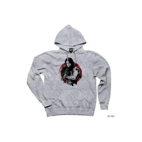 Avengers Winter Soldier Gri Kapşonlu Sweatshirt Hoodie