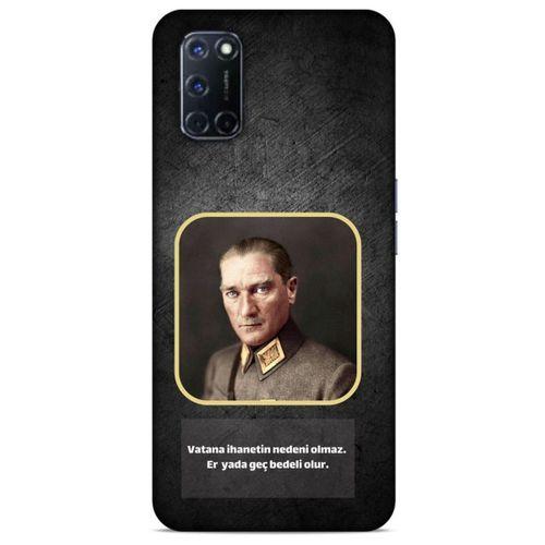 Oppo A52 Kılıf Atatürk (3) Kapak Antrasit