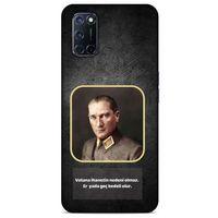 Oppo A52 Kılıf Atatürk (3) Kapak Antrasit