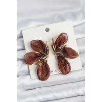 Lotus Model Kahverengi Renk Tüllü Kadın Küpe