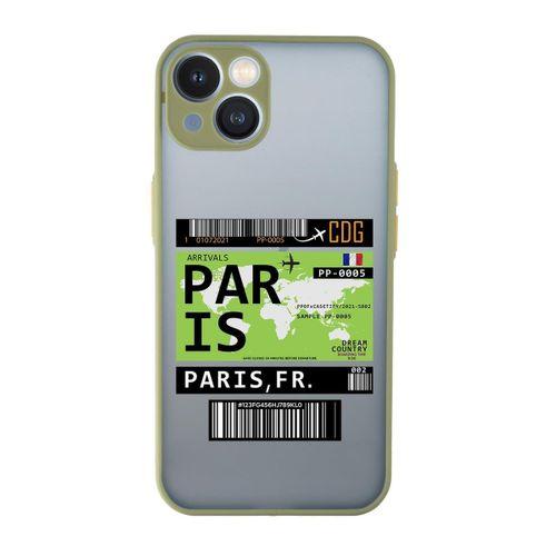 iPhone 13 Uyumlu Paris ticket Desenli Kamera Korumalı Buzlu Şeffaf Lüx Telefon Kılıfı