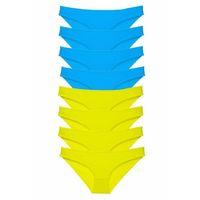 8 adet Süper Eko Set Likralı Kadın Slip Külot Sarı Mavi