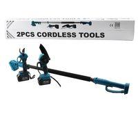 Bn-5 Cordless Tools Ltj-6a Zz-01 2 Parça Set (6) Budama Dal Kesme Testere Ve Şarjlı Bağ Makası, Teleskopik Uzayan Metal Sap 120-195cm