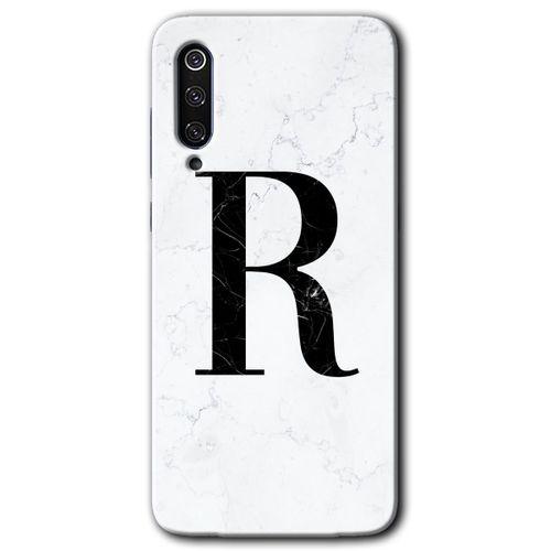 Xiaomi Mi 9 Kılıf HD Desen Baskılı Arka Kapak - Beyaz Mermer Desenli R Harfi