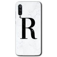 Xiaomi Mi 9 Kılıf HD Desen Baskılı Arka Kapak - Beyaz Mermer Desenli R Harfi