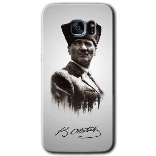Galaxy S7 Edge Kılıf HD Desen Baskılı Arka Kapak - Mustafa Kemal Atatürk