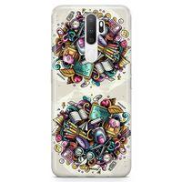 Oppo A9 2020 Kılıf Kırtasiye Malzemeleri Doodle Arka Kapak Koruma Desenli Full Koruyucu
