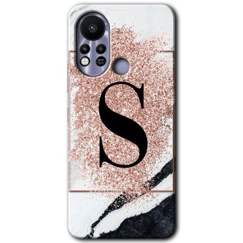 İnfinix Hot 11s Kılıf HD Desen Baskılı Arka Kapak - Pembe Mermer Desenli S Harfi