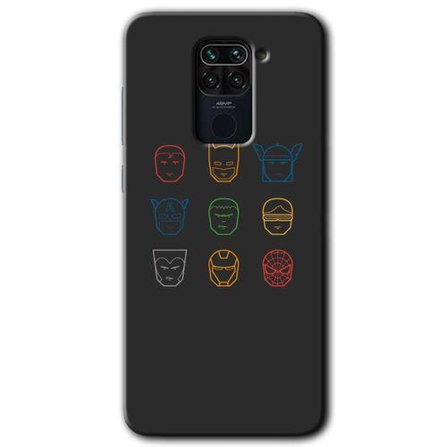 Potkal Hediye Fabrikası Xiaomi Redmi Note 9 Kılıf HD Desen Baskılı Arka Kapak - Avengers Minimalism