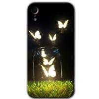 iPhone XR Kılıf HD Desen Baskılı Arka Kapak - Işıklı Kelebekler + Kırılmaz Cam